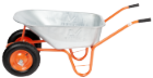 P talicska horganyzott teknővel, két pneumatikus kerékkel és fém felnivel