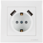 Schuko Socket with Childproof and 2 USB Ports