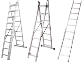 Aluminium Ladder / N[trepte]: 8; T[tronsoane]: 2; H[cm]: 380; Ht[cm]: 394